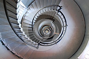 Spiral stairs going down inside a tower