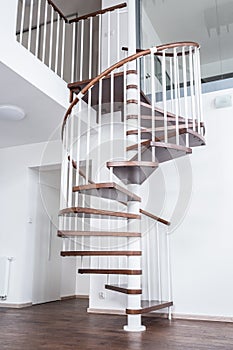 Spiral stairs in living room