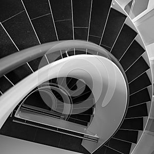 Spiral stairway in black and white