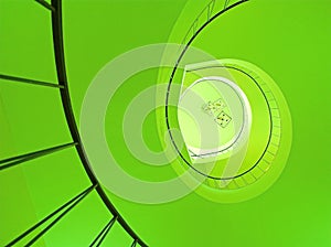 Spiral stairway in green