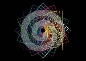 Spiral Swirl Line drawing colorful mandala, sacred geometry, logo design element. Geometric mystic spectrum Flower of alchemy sign