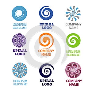 Spiral and swirl logos vector set