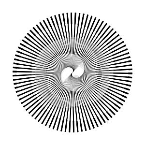 Spiral with transition lines as dynamic abstract vector background or logo or icon. Yin and Yang symbol