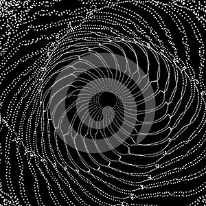 Spiral. Tunnel. Array with Dynamic Particles. Futuristic Style