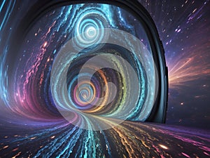 a spiral tunnel in space with stars and space in the background