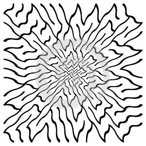 Spiral twisted pattern. Abstract line rotation. Optical illusion Vector. Dynamic swirl background