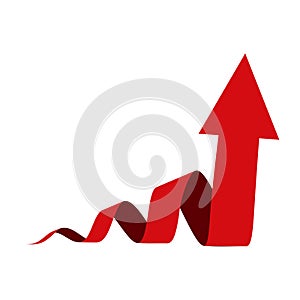 Spiral with an up arrow, a pointer to increase rating, 3d illustration. Spiral arrow icon. Abstract concept of profit