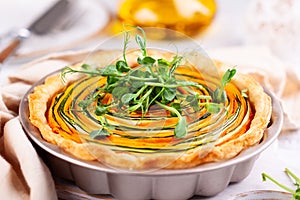 Spiral vegetable tart.