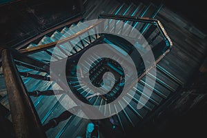 Spiral view of stairs in Lviv