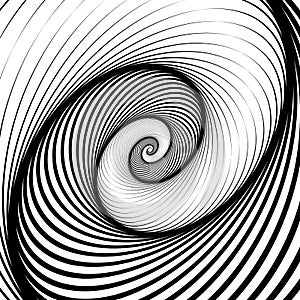 Spiral, volute background - Rotating radiating, concentric ellip