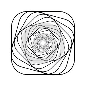 Spiral, Volute, Curl, Rotation, Square, Quadrate, Foursquare.