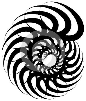 Spiral volute, snail shape, element. Rotating, twirling abstract