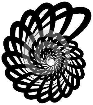 Spiral volute, snail shape, element. Rotating, twirling abstract