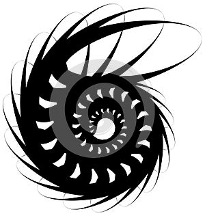 Spiral volute, snail shape, element. Rotating, twirling abstract