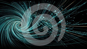 Spiral Vortex of Code Strings Creates a Dynamic and Captivating Abstract Programming Background for Technology