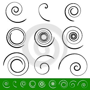Spirale vortice elemento impostato. 9 diverso circolare forme. spirale 