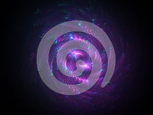 Spiral vortex neon particles glowing background