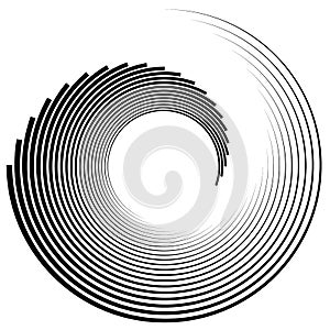 Spiral, vortex shape, element. Inward spiral isolated on white photo