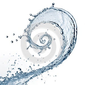 Spiral water splash isolated on white background