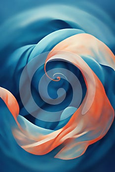 Spiral wave abstract background blur blue orange AI generated