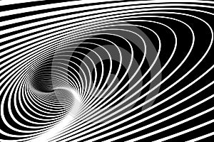 Spiral whirl movement. Abstract op art background.