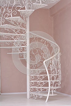 Spiral white elegant staircase