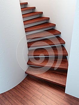 Spiral wooden staircase