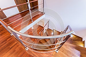 Spiral wooden stairs