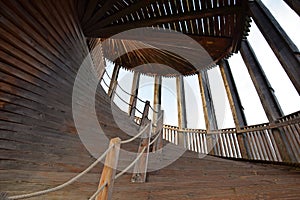 Spiral Wooden Stairway of Sauvabelin Tower , Lausanne, Switzerland