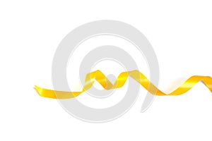 The spiral yellow ribbon isolated on white.