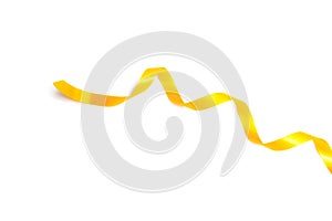 The spiral yellow ribbon isolated on white.