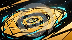 Spiraling geometric patterns create a mesmerizing visual illusion