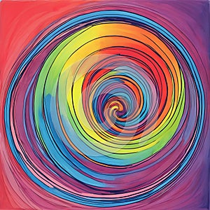 Spiraling Rainbow Vortex in Vivid Hues and Textured Background