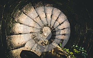 Spiraling stairway of a castle