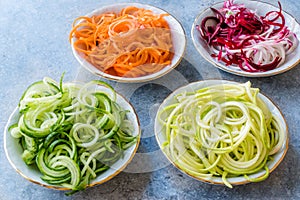 Spiralized Vegetables Noodle Carrot, Beetroot, Zucchini and Cucumber
