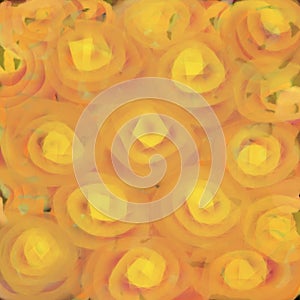 Spirals.Blurred background texture of orange and yellow circles