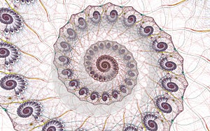 Spirals drawing big spiral on white
