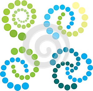 Spirals in green and blue