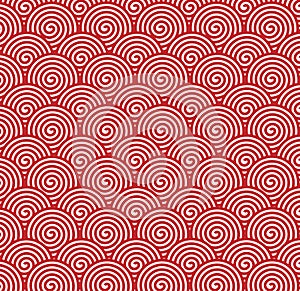 Seamless Red Spiral Pattern for Abstract Background