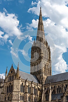 The spire of the cathedral in Salisbury photo