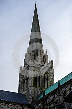 The spire of chichester cathedral, West sussex, A British cathedral built in 1075