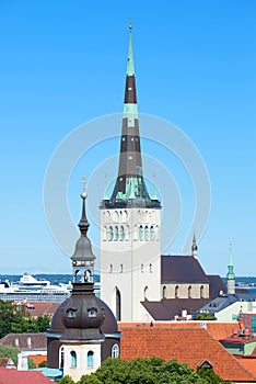 The spire of the Church of St. Olaf. Old Tallinn, Estonia