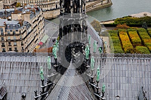 The spire of Notre Dame Cathedral