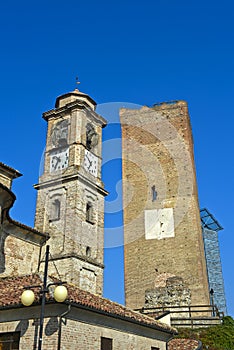 Spire of the San Giovanni Battista Church and the medieval watch tower, Barbaresco photo