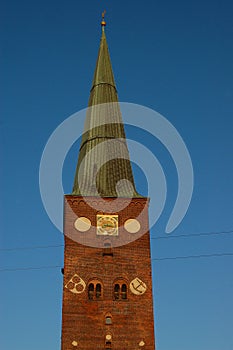 Spire on tower of Aarhus Cathedral
