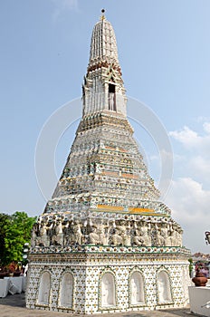 Spire or Tower at the Wat Arun Buddhist temple in Bangkok