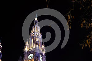 Spire of the town hall tower in Vienna, Austria