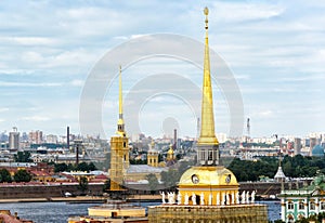Spires of Admiralty and Peter and Paul Cathedral, Saint Petersburg, Russia
