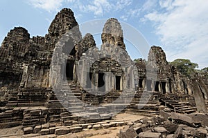 Spires of Bayon Temple in Angkor Thom, Siem Reap, Cambodia