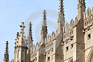 Spires of King's College Chapel, Cambridge.